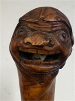 CARVED GAMBLING GARGOYLE WALKING STICK