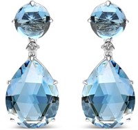 18k Wgold 44.02ct Blue Topaz & Diamond Earring
