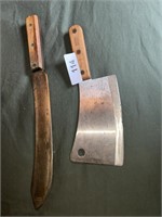 Vintage Butcher Knife & Meat Cleaver