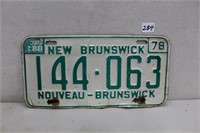 1978 NB LICENSE PLATE