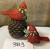 Ceramic pine cone / cardinal decor