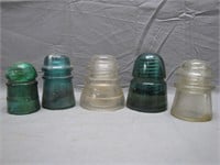 5 Vintage Glass Insulators