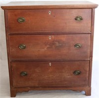 EARLY 19TH C. INLAID CHERRY 3 DRAWER CHEST W/