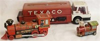 3 OLD TOYS, STEEL TEXACO TRUCK BY PARK & 2 LITHO