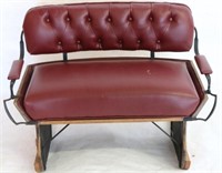 RESTORED WAGON SEAT W/ TUFTED UPHOLSTERED