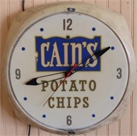 OLD CAIN'S POTATO CHIP ADVERTISING CLOCK,