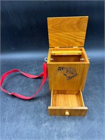 Wooden Fishing Box w/ Straps & Drawer