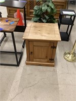 Wooden Side Table with Cabinet