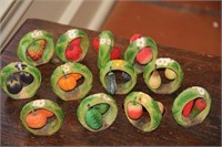 Set of 12 wooden vegetable themed napkin rings