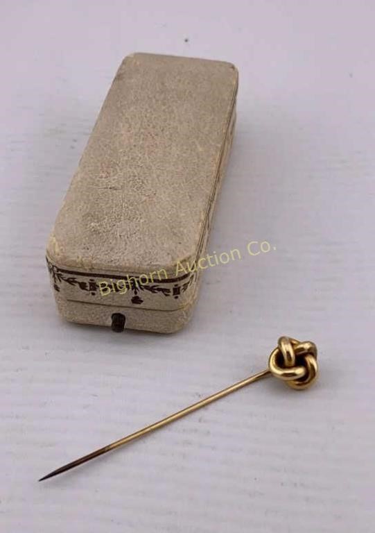 VTG 14K Gold Love Knot Pin W/ Case