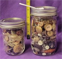 2 JELLY JARS OF ASSORTED BUTTONS