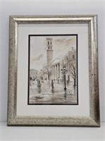 SIGNED WATERCOLOR BY ASSISI - 22.5" X 27.5"