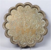 Large Brass Scalloped Edged Tray