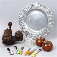 Pewter Platter & Other Serving Pieces