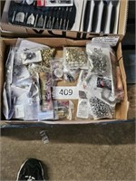 box of asst tandy leather tools & accessories