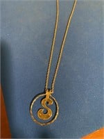 Avon Vintage "S" Initial Necklace Gold Tone