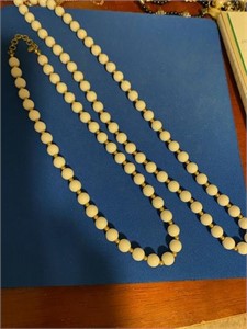 Vintage Monet White/Gold Bead Necklaces