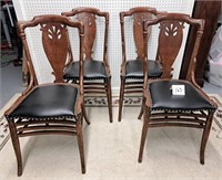 4 matching oak dining chairs w/leather seats