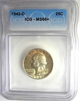 1942-D Quarter ICG MS66+ LISTS $120