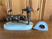 Bronze Bull and Matador, Geode Paper Weight