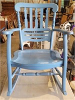 Sky Blue Painted Nursery Wood Rocking Chair