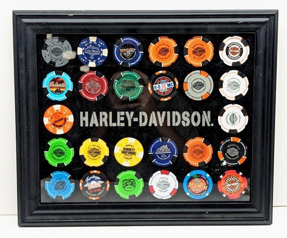 Harley-Davidson Poker Chips Framed