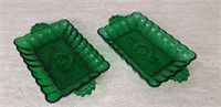2 Emerald Green Relish dishes