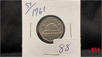 1961 5 cent Canadian coin