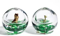 DEGENHART FIGURAL CENTRAL BUBBLE PAPERWEIGHTS,
