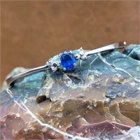925 SILVER BRACELET WITH BLUE & CLEAR STONES