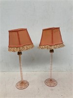 Depression Glass  lamps. Need wiring 19” tall