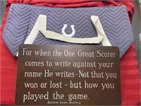 Colts bag and sign