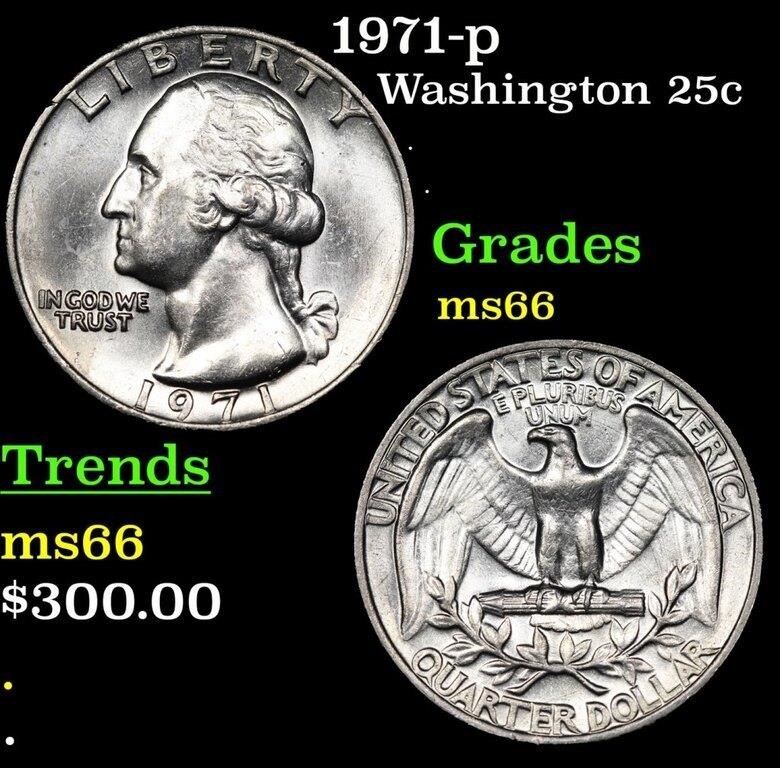 1971-p Washington Quarter 25c Grades GEM+ Unc