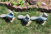 3 Concrete Blue Jay Birds