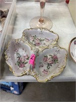 LEFTON 3 SECTION CHINA PORCELAIN TRAY