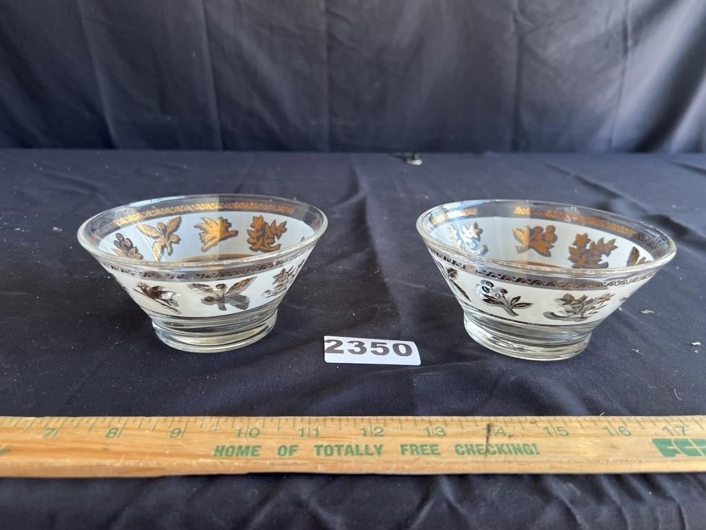 MCM Anchor Hocking Gold Foliage Bowls