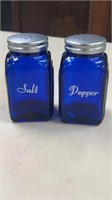 Pair of Blue Glass Salt & Pepper Shakers