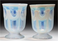COLONIAL PAIR OF FOOTED TUMBLERS, fiery