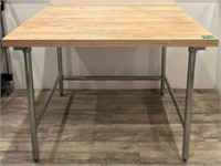 Stainless Frame/Wood Top Table 4ft x 3ft x 3in