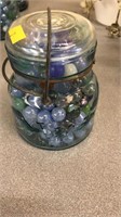 Clip top Atlas pint jar of marbles / jar fillers.