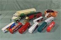 Hess Truck and NASCAR 9 trailers, tractor and car;