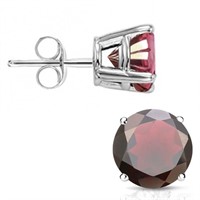 6MM Round Cut Garnet 2CTW Stud Earrings in Sterlin