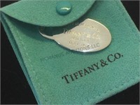 Tiffany & Co. sterling oval tag w/ pouch, for