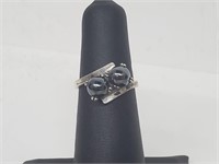 .925 Sterling Silver Black Pearl Ring