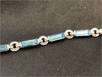 Cut crystal bracelet with topaz color  blue stones