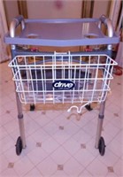 2 wheeled folding walker w/ tray & basket,