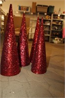 4 RED CHRISTMAS TREES 15" - 19"H