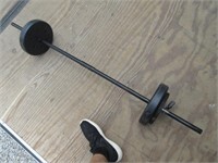 4.5 ft long bar with weights (curling size)