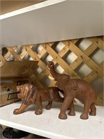 Wooden Elephant and Lion med sized