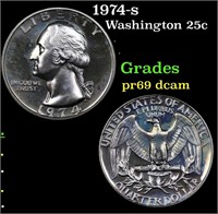 Proof 1974-s Washington Quarter 25c Grades GEM++ P